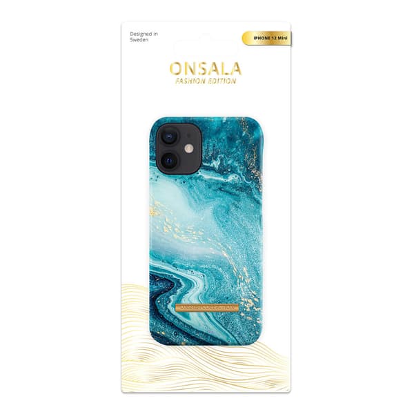 Pehmeä sininen merimarmoripuhelinkotelo - iPhone 12 Mini