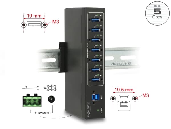 External Industry Hub 7 x USB 3.0 TypeA w/ 15 kV ESD