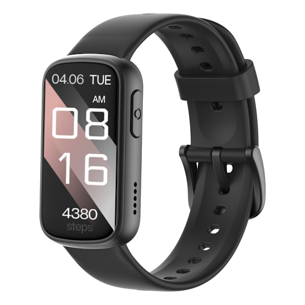 Smartwatch med EKG, puls- og blodtryksmåler, søvnmåler, skridttæller Sort