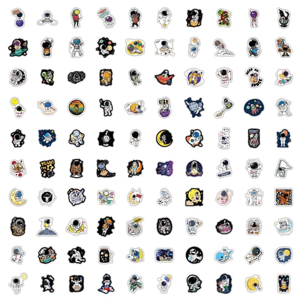 Laser Astronaut Stickers - 100 Unikke Designs