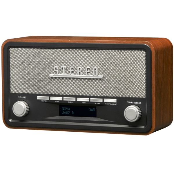 Radio DAB+/FM Klocka Bluetooth DAB-18 Trähölje