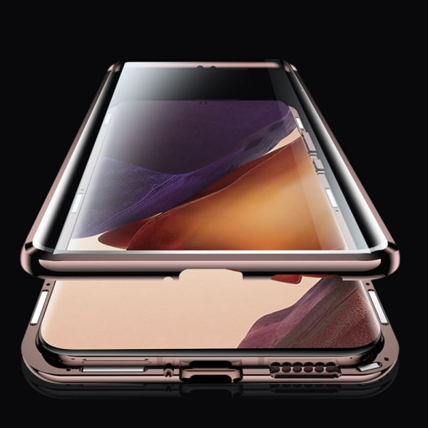 Magnetiskt dubbelsidigt telefonfodral i härdat glas för Samsung Svart