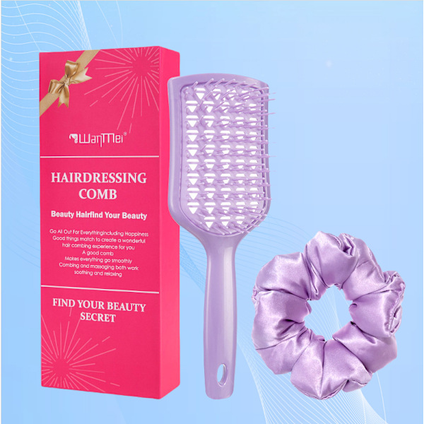 Utredningskamset med hårbottenmassageapparat - presentset med 2 delar Lila