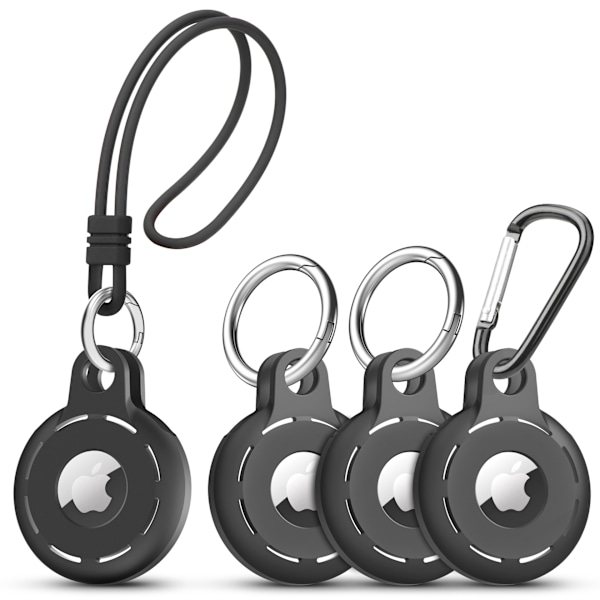 Silikone AirTags-etui til Apple AirTag Tracker 4-pakke Sort