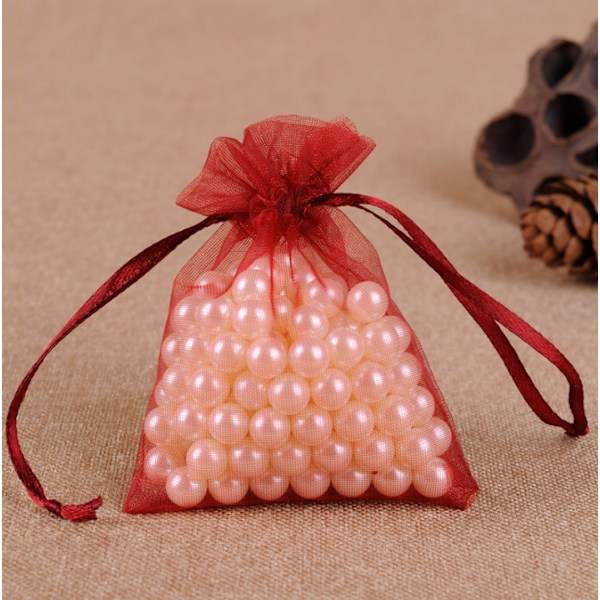 100 Pack Koru Organza Laukut Punainen