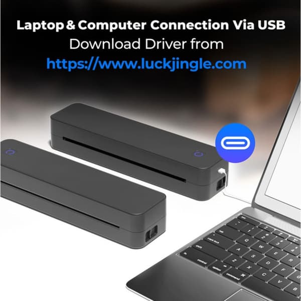 A4 termisk printer med Bluetooth og USB, blækfri udskrivning til dokumenter og etiketter, bærbart ABS-design til hjem og kontor White White