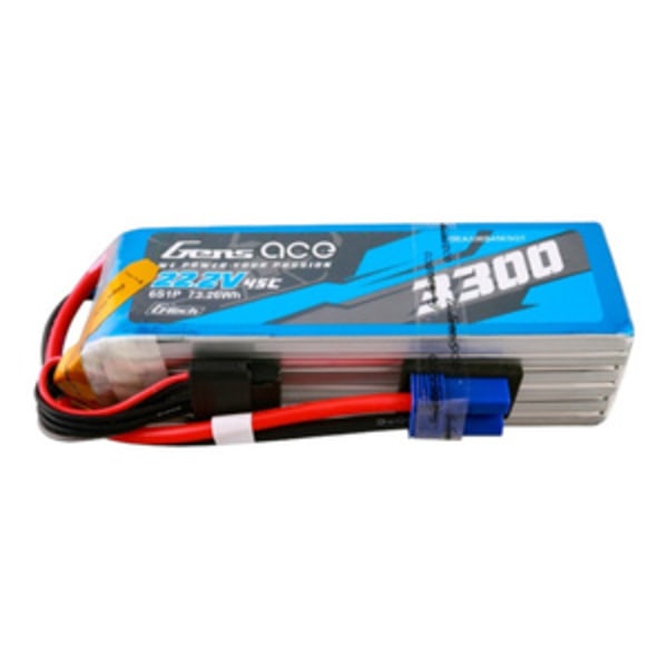 Gens ace G-Tech 3300mAh 22,2V 45C 6S1P Lipo-batteripaket med EC5-kontakt