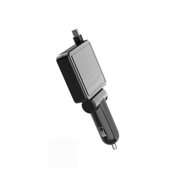 PD30W biloplader med udtrækkeligt kabel til 12v-24v biler og lastbiler, op til 45w, USB-C, grå