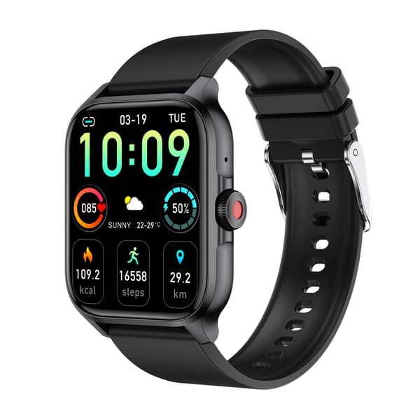 Smartwatch med puls, blodtryk, blodoxygenering og skridttæller Black Black