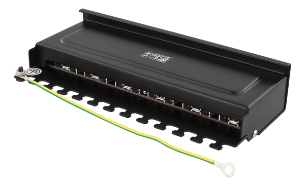 Kytkentäpaneeli, 12xRJ45, Cat6a, seinäasennus, 10Gbps, musta