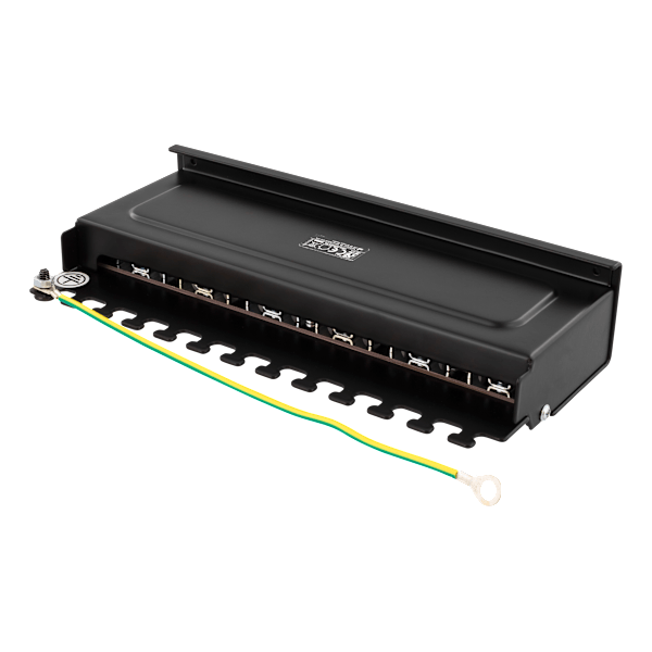 Patch Panel, 12xRJ45, Cat6a, wall-mountable, metal, black