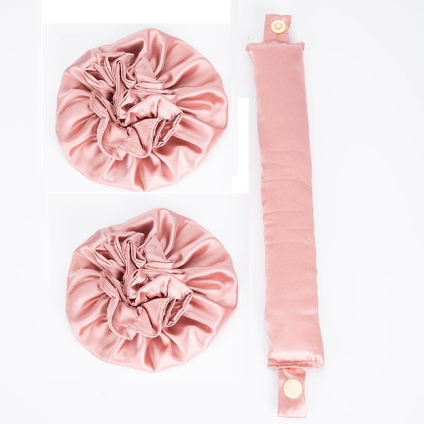 1-set Satin Heatless Hair Curler för sömn över natten Rosa