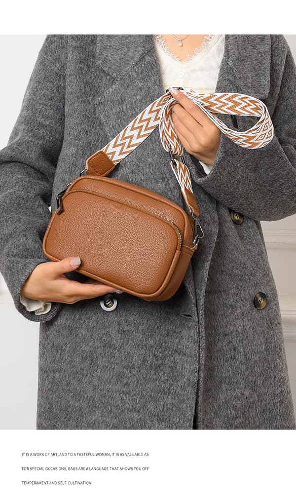 Crossbody-väskor för kvinnor, justerbar remväska i PU-läder Brown Brown