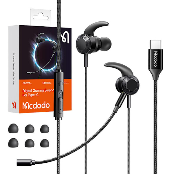 Mcdodo HP-1340 spelhörlurar med mikrofon, USB-C (svart)