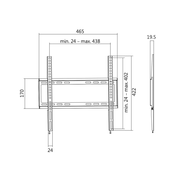 LogiLink Väggfäste TV 32-55" Fast. Extra slim. 19,5mm