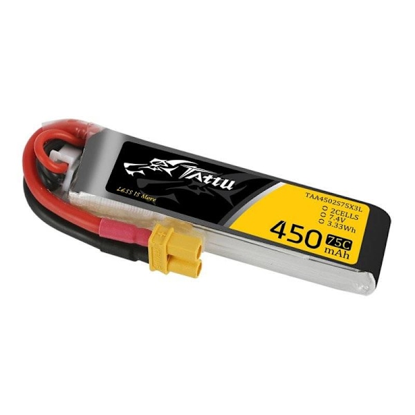 Batteri Tattu 450mAh 7,4V 75C 2S1P Lång XT30