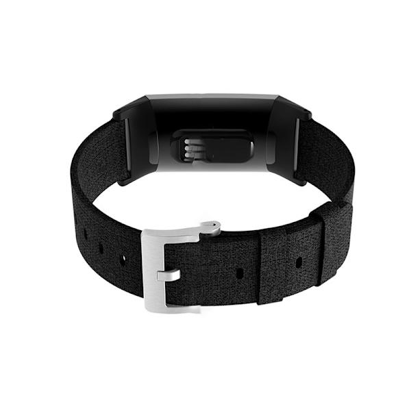Klockarmband i canvasnylon för Fitbit Charge 3 Svart
