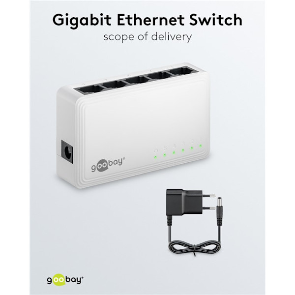 5-port Gigabit Ethernet netværksswitch