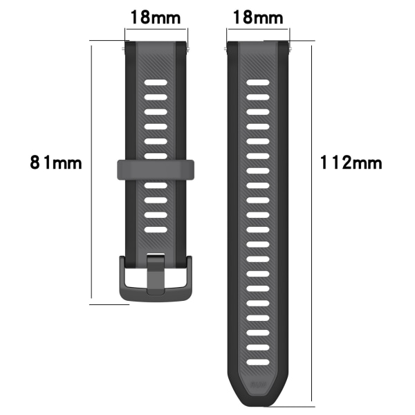 18mm kellon ranneke silikonista Musta + harmaa