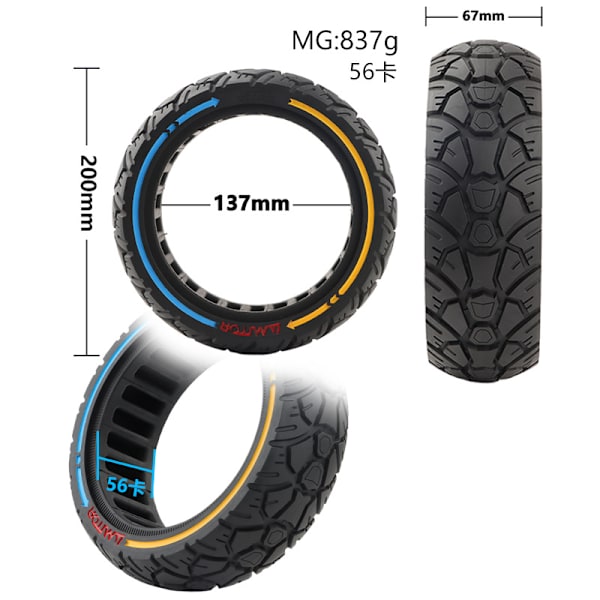 8,5x2,5-3,0 Solid Offroad Dæk (56 riller)