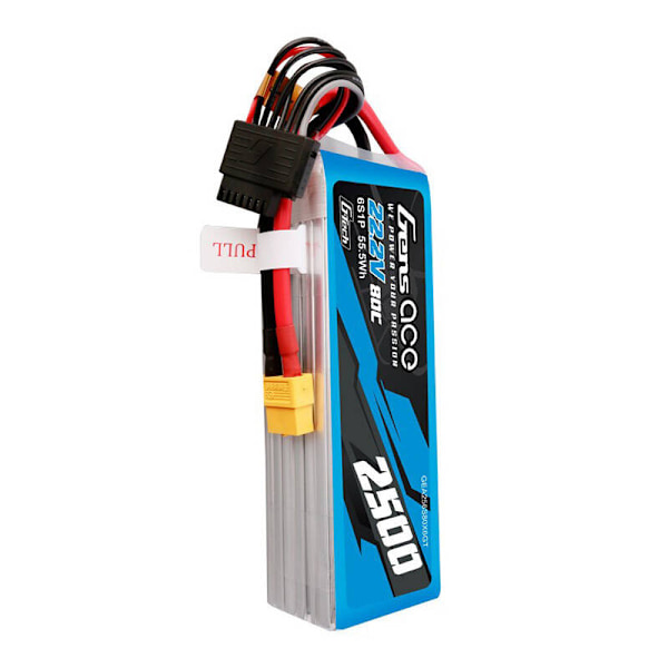 Gens ace G-Tech 2500mAh 22,2V 80C 6S1P Lipo-batteripaket med XT60-kontakt