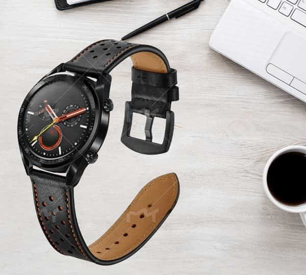 Premium læderrem til Huawei Watch GT1/2 (22mm) Black Black