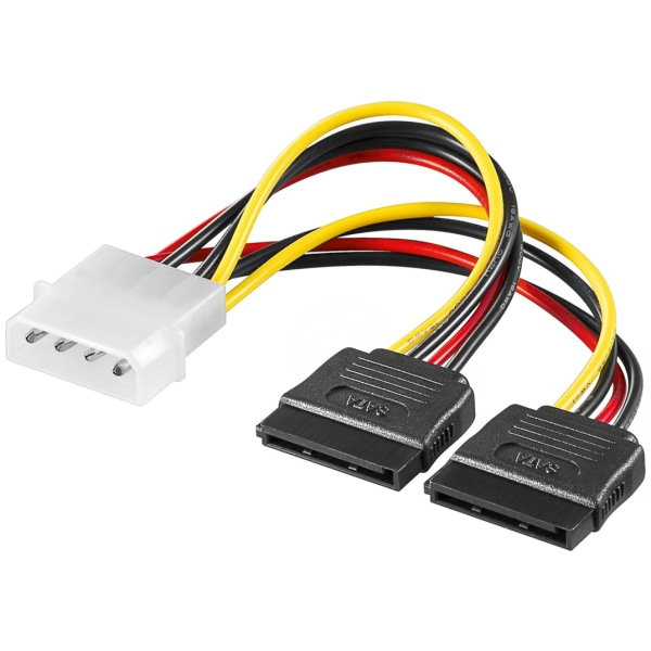 PC-strömkabel Y-formad, 5,25-kontakt till 2x SATA