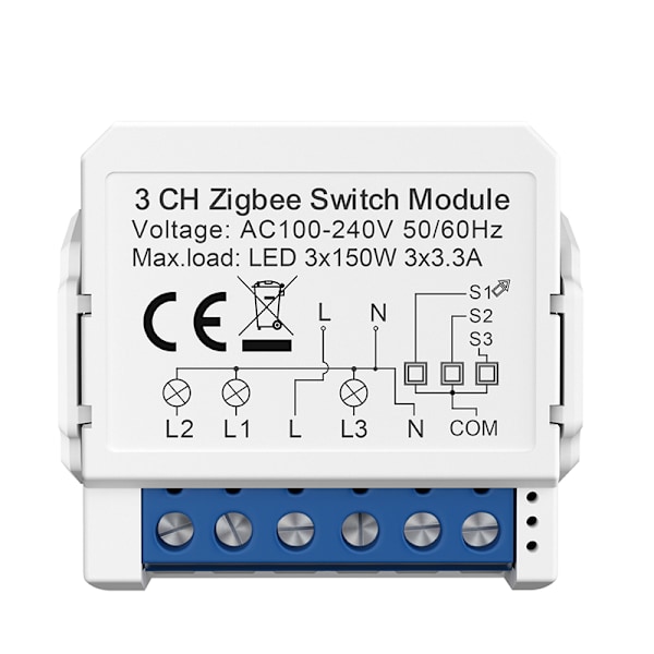 ZigBee Smart Switch ZWSM16 - 3 Gang Neutral Required - White