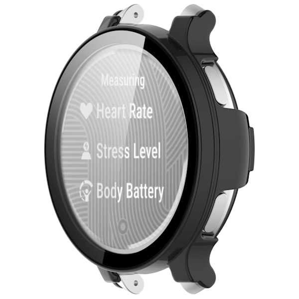 Suojakotelo Garmin Lily 2 Activelle, jossa karkaistua lasia oleva näytönsuoja Musta