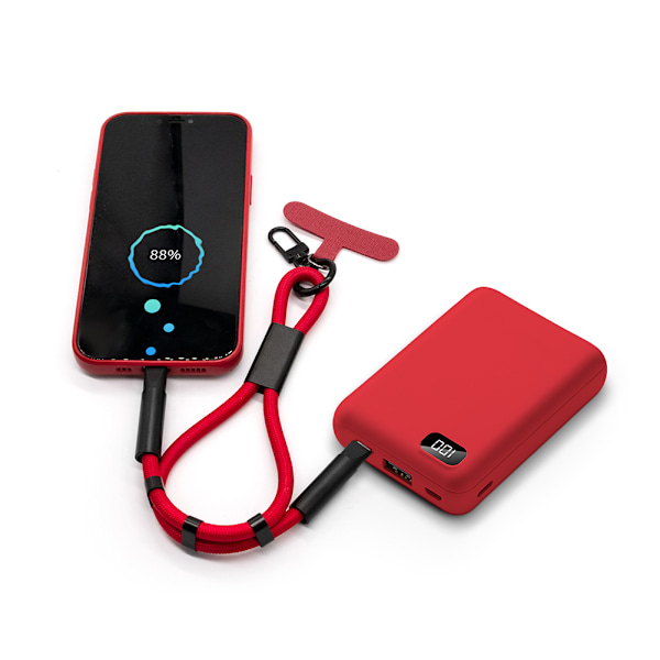Justerbart Lanyard Opladerkabel - Bærbar Data Synkronisering Red Red