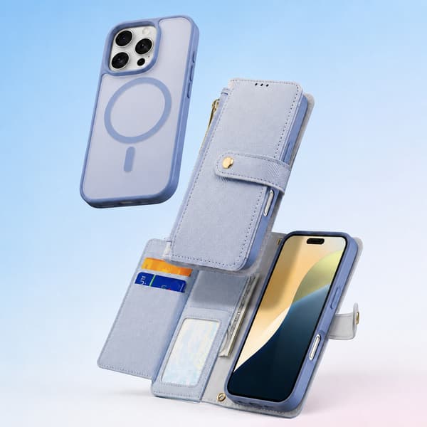 Magnetiskt läderplånboksfodral kompatibelt med iPhone 18 Pro Max och iPhone 17 Pro Max
