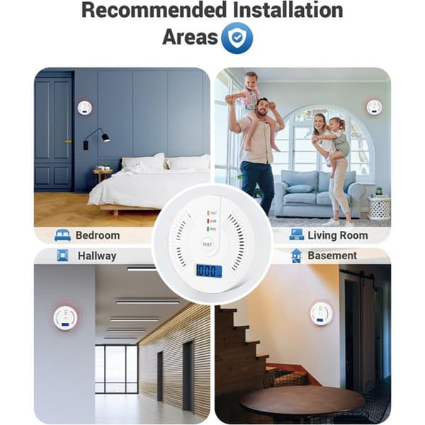 Kolmonoxid CO Larmdetektor (1-pack - Batteri ingår ej) med LCD-display