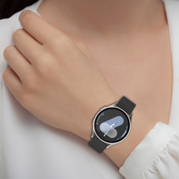 Armband i äkta Läder för Samsung Watch 4 5 6 7 Svart