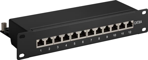 CAT 6a 10-tums (25,4 cm) kopplingspanel, 12 portar