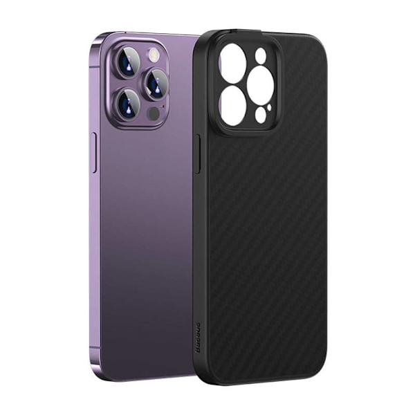 Magnetisk etui Baseus Synthetic Fiber Series til iPhone 14 Pro (sort)+ hærdet glas + rensesæt