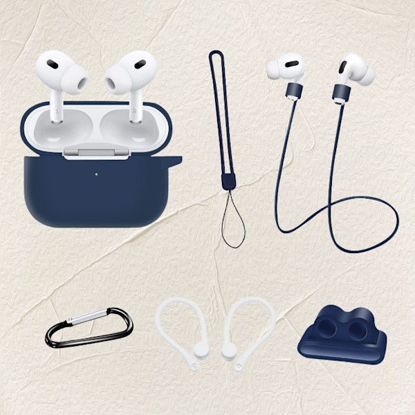 6-delat Airpods Pro 2 Tillbehörssats - Djupblå