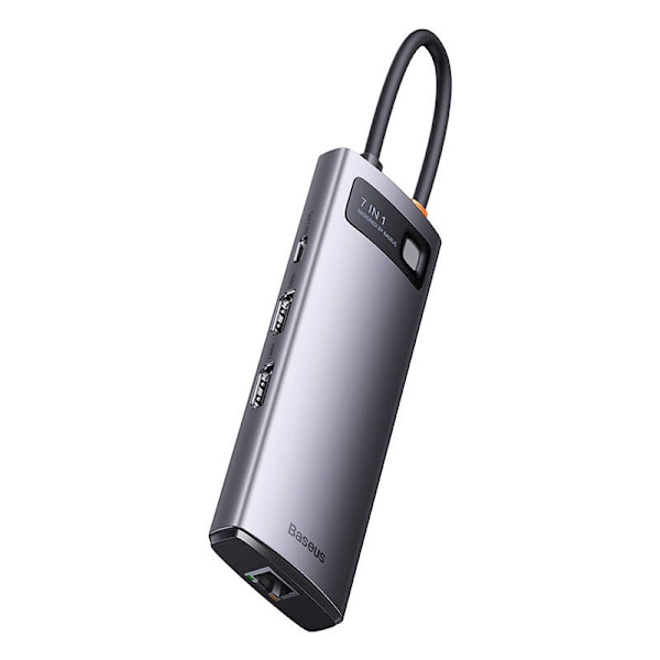 Hub 7in1 Baseus Metal Gleam Series, USB-C till 3x USB 3.0 + HDMI + USB-C PD + VGA + Ethernet RJ45