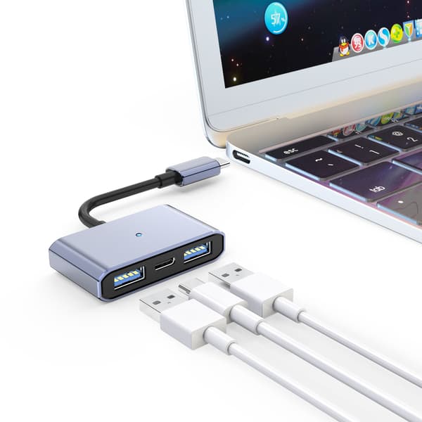 T-C til Dual USB 2.0 + Opladningsadapterkabel