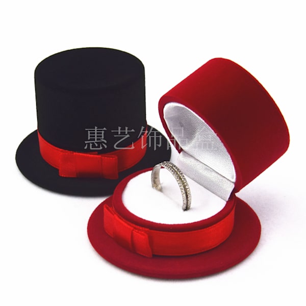 Gentleman Hat Ring Örhänge Smyckeskrin Röd