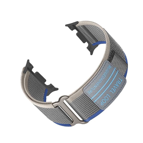 Nylonpunosranneke Samsung Watch 8 -kelloon, sininen/harmaa, 22 mm