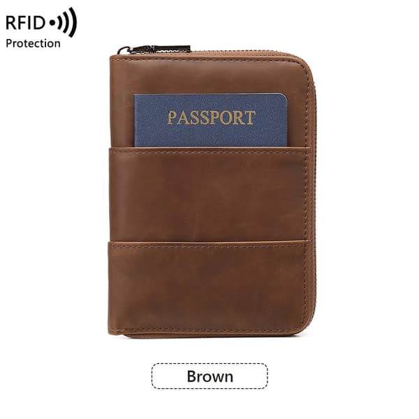 RFID-blockerande passfodral och reseplånbok Brown Brown