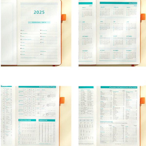 2025 Daily Planner - A5 svart fodrad anteckningsbok med rem (180 ark)