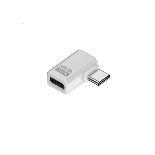 240W 80Gbps USB-C Hona till USB-C Hane Sidoböjd Adapter - 2-pack White White