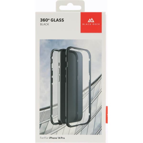 Mobilskal 360° Glas Transp/Svart - iPhone 14 Pro