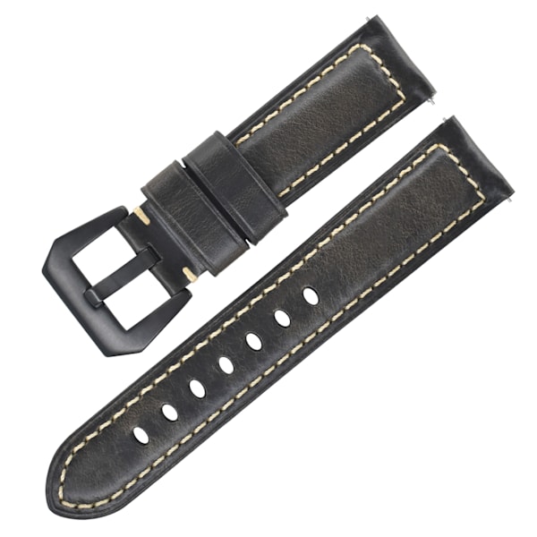 Italienskt läderarmband - Gråsvart 26mm för smartklockor