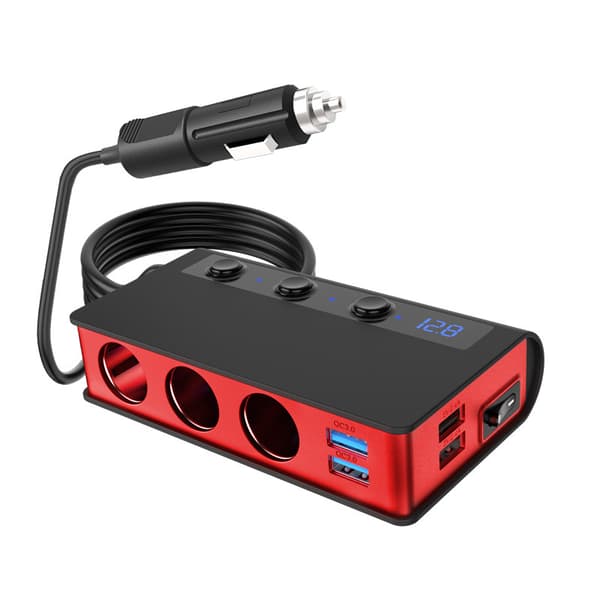 180W Biloplader med Digital Display Black+Red Black+Red
