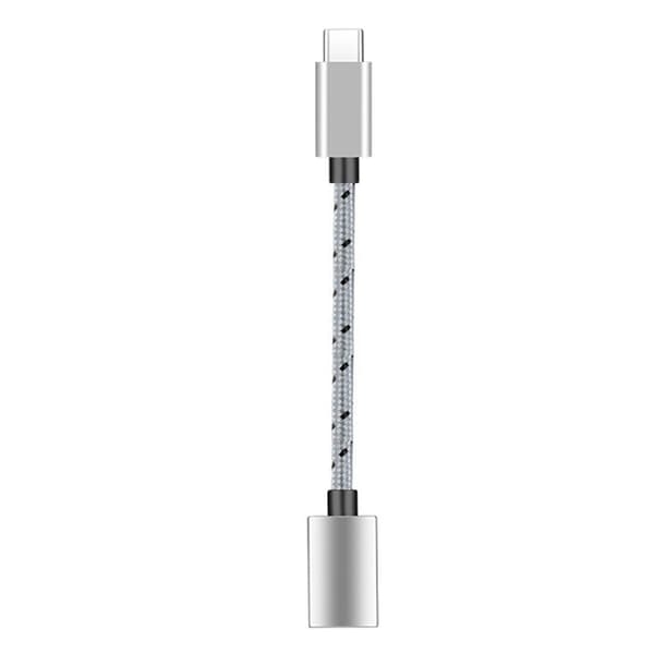 USB-C til USB-A OTG adapterkabel – USB 3.2 10Gbps til hurtig filoverførsel til telefon, tablet og computer, nylonflettet, aluminiumskonnektor Gray Gray
