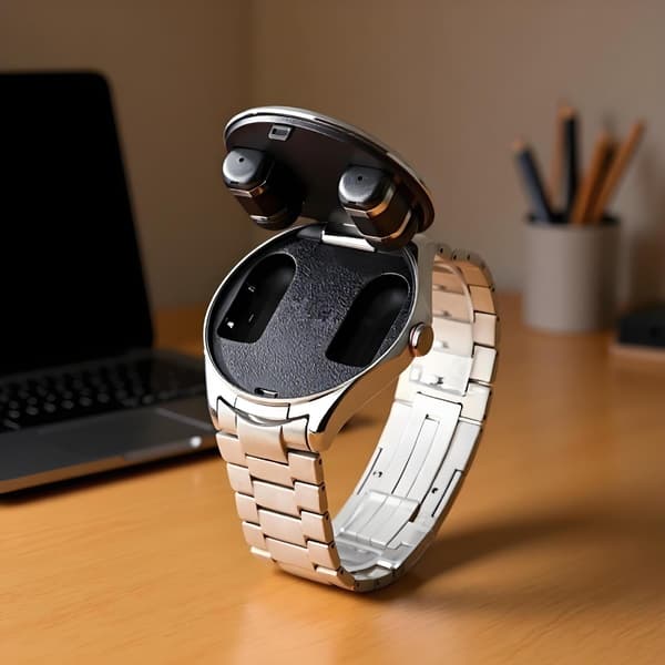 Urrem kompatibel med Huawei Watch Buds 2 - metalarrem til hverdag og fest, 22mm interface, rustfrit stål, tre-perle side-skyder, push-button lås
