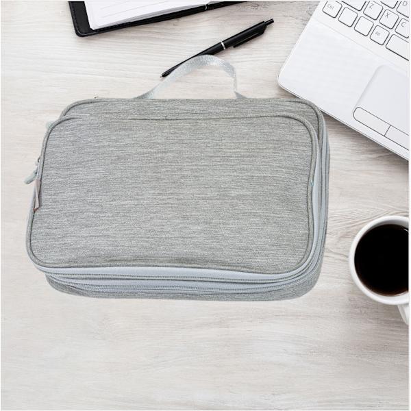 Multifunktionell Tekniktillbehörsarrangör med Dubbla Lager Grey Grey