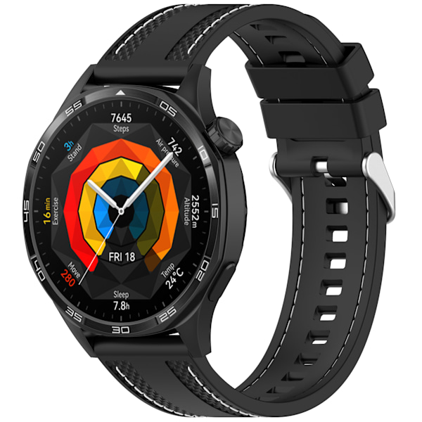 Silikonarmband för bilsömmar för Xiaomi Watch S4 & Huawei GT5 Svart